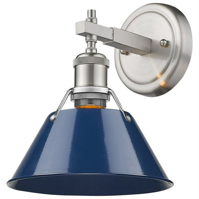 Beaumont Lane Steel Vanity Light in Pewter and Navy Blue