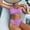 Purple, variant on UTSJKR Women's Ribbed Bikini Sets Fashion Solid One Shoulder Top with Mid Waist Bottoms Two Piece Bathing Suit Orange L