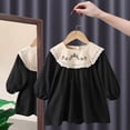 thumbnail image 1 of Ropa de primavera y verano para niñas, vestidos bonitos para niños, niñas pequeñas, vestido de cuello de solapa de lino y algodón a cuadros, falda de manga larga 80 (12-18M) Gao Jinjia LED, 1 of 2