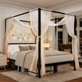 thumbnail image 3 of Amolife Full Bed Frame, Canopy Bed with Metal Headboard, No Box Spring Needed, Black, 3 of 15