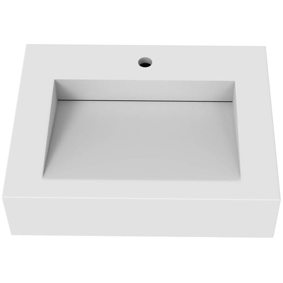 Pyramid 24" Solid Surface Manmade Stone Bathroom Sink in White