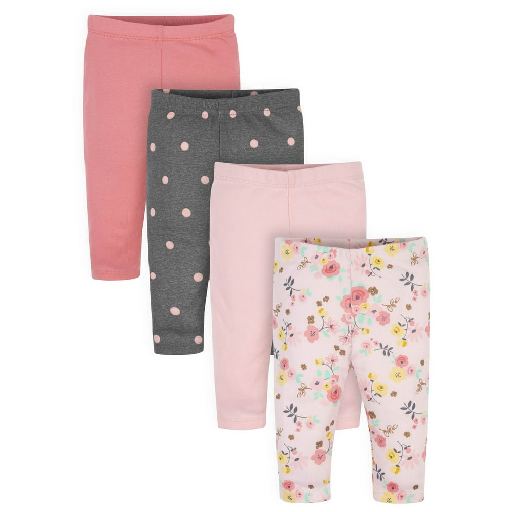 Gerber Gerber Baby Girl Pants, 4Pack (NB24M)