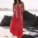 thumbnail image 1 of Vestido plisado sexy para mujer Cuello cuadrado Sin mangas Color sólido Amarre Traje diario FLhrweasw Nuevo, 1 of 7
