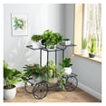 thumbnail image 4 of 6-Tier Garden Cart Flower Rack, Metal Plant Stand Display Shelf for Indoor Outdoor Use, Vertical Pot Holder Decor, Parisian Style Trolley, Black, 4 of 9