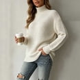 thumbnail image 5 of Sweater for Women Loose High Neck Long Sleeve Knitted Pullover Top Winter Fashion Casual Comfortable Wear Sweaters, 5 of 5