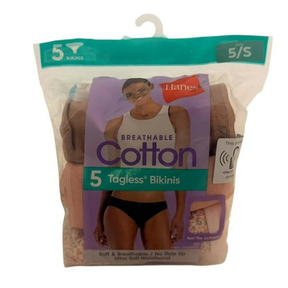 Hanes Cool Comfort Cotton Bikinis, Size 5/S, Assorted Colors & Patterns, 5 Pairs