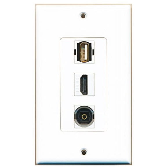 RiteAV - 1 Port HDMI and 1 Port USB A-A and 1 Port Toslink Decorative Wall Plate