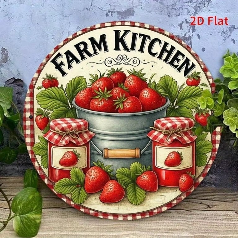 HELLOYOUNG Vintage Rustic Strawberry Jam Metal Sign 8x8 Retro
