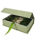 thumbnail image 1 of Caja de almacenamiento de fotos Yopih de lino verde hierba, 5 x 7 pulgadas, para 200 fotos, 1 of 6