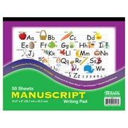 BAZIC Manuscript Writing Pad 50 Sheet 10.5"x8" Handwriting Workbook, 1-Pack
