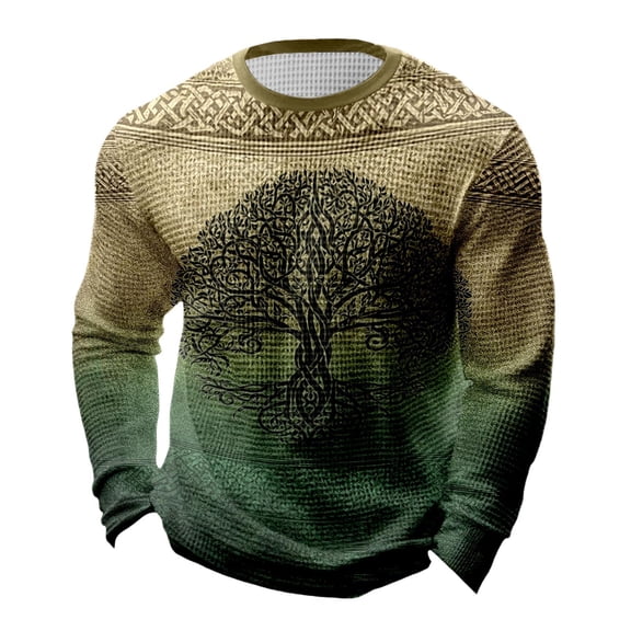 Mens T Shirts Saint Patrick'S Day Print Texture Long Sleeve Plus Size Mens Clothing,Army Green,XL