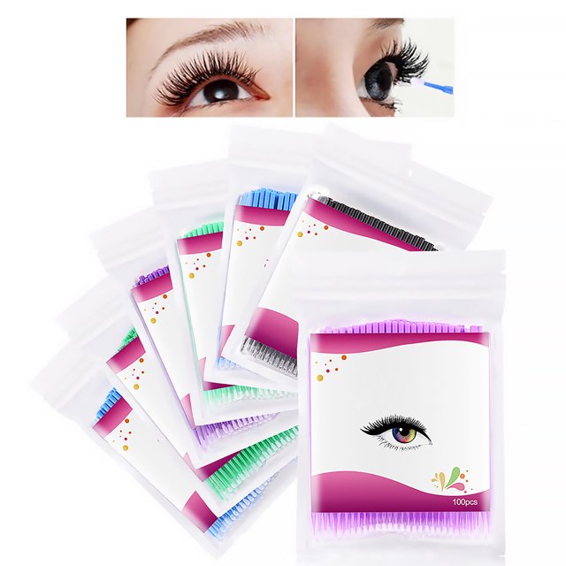 Eyelashes Extension Micro Applicator Brush Double-Headed Swab Cotton Microbrush Blue