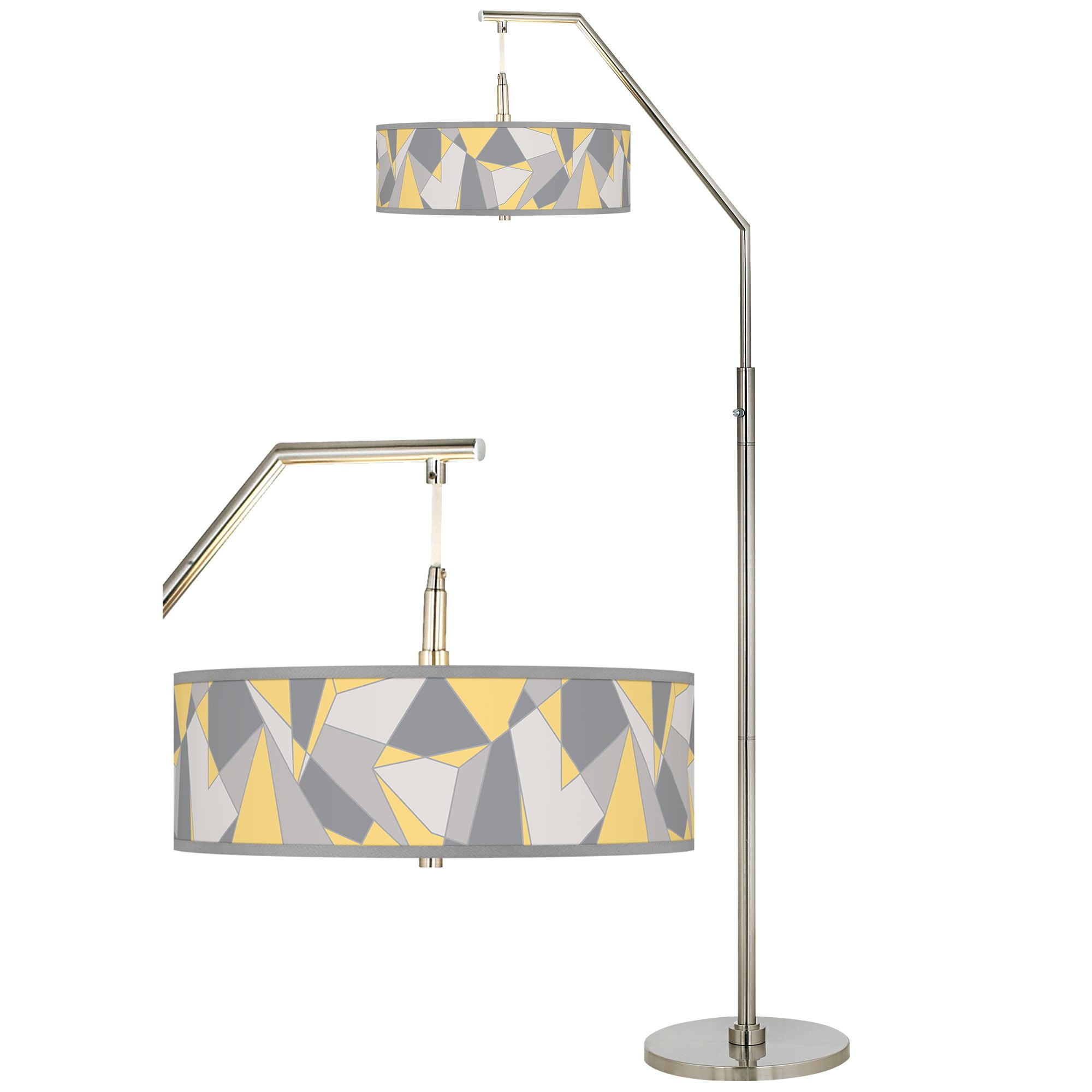 Giclee Glow Modern Arc Floor Lamp Brushed Nickel Mosaic Ii Pattern Drum Shade For Living Room Reading Bedroom Office