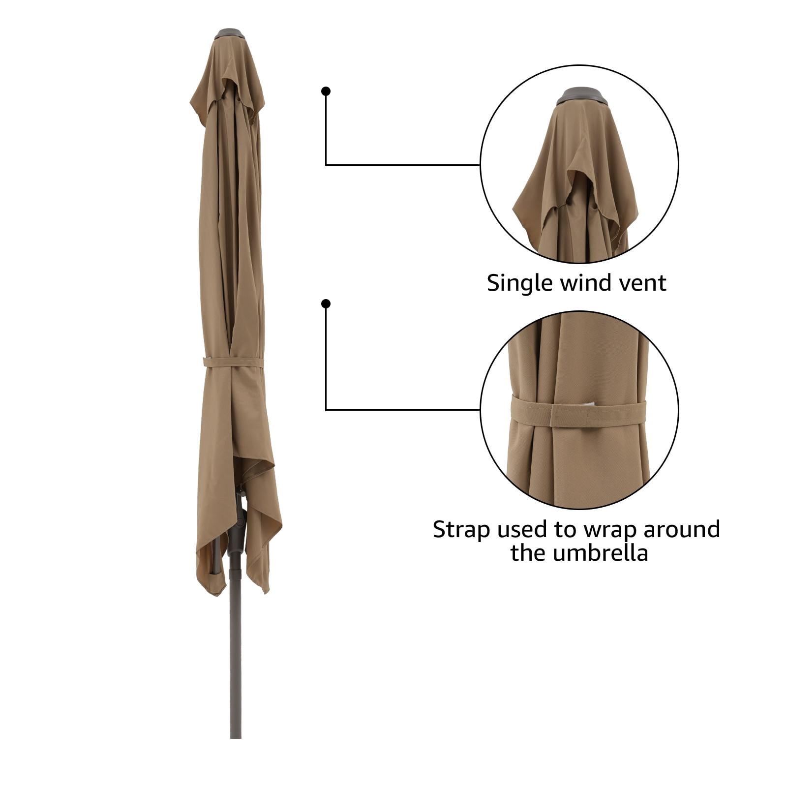 Patio Umbrella 7.5’by 4’Half Rectangular Outdoor Umbrella with Crank, for Deck, Balcony, Garden or Terrace Shade, Beige