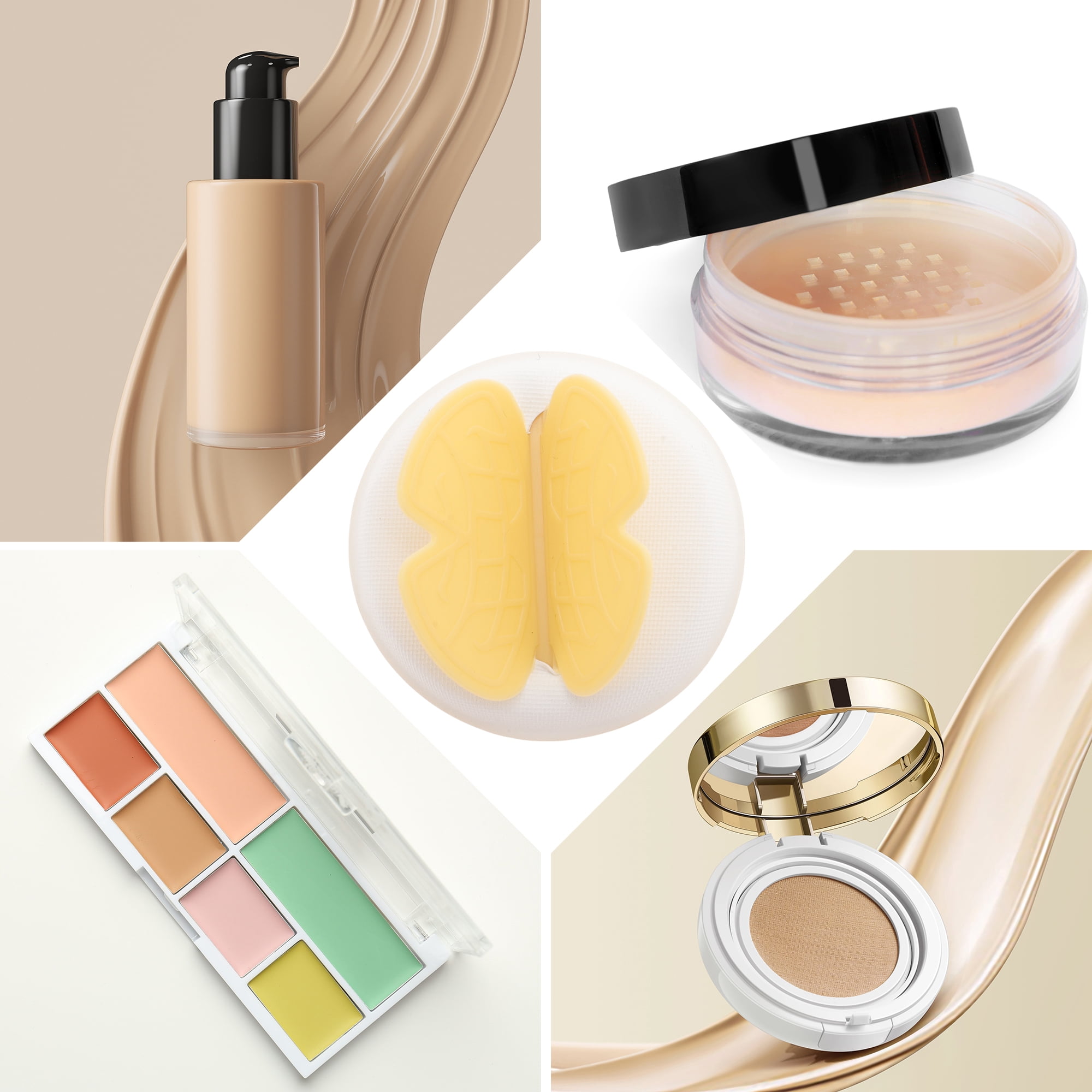 Unique Bargains 1 Pc Butterfly Face Makeup Sponge for Bedrooms Yellow