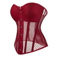 thumbnail image 4 of Sinpiling Womens Fishnet Corset Tops Hollow Out See-Through Strapless Underbust Shapewear Ladies Trendy Solid Going Out Lace-Up Bustier, 4 of 5