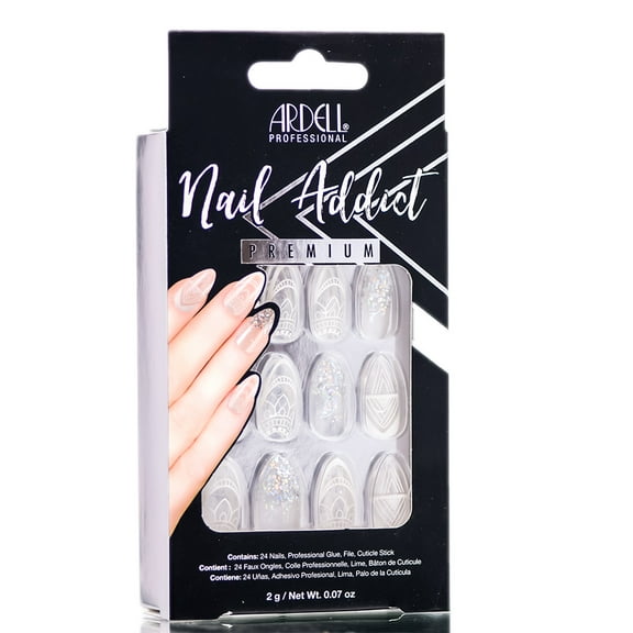 Glass Deco , Ardell Nail Addict Premium Artificial Nail Set , Hair Scalp Skin Body - Pack of 3 w/ SLEEK Teasing Comb