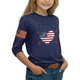 thumbnail image 3 of CCRFTGI American 4th of July Tops for Child Girls Size 8 USA Shirts Funny 3/4 Sleeve 1776-2026 American Flag Heart Summer Independence Day Teen Girl Clothes Tee Shirt Navy 11-12 Years, 3 of 5