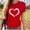 Red, variant on UTTOASFAY Women Tops Women Short Sleeves O-Neck Heart-Shaped Print Casual Tops Blouse T-Shirt Pink 4(S)