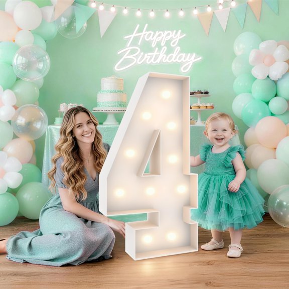 Marquee Light Up Numbers Teebloom de 3 pies con bolsa de agua pesada