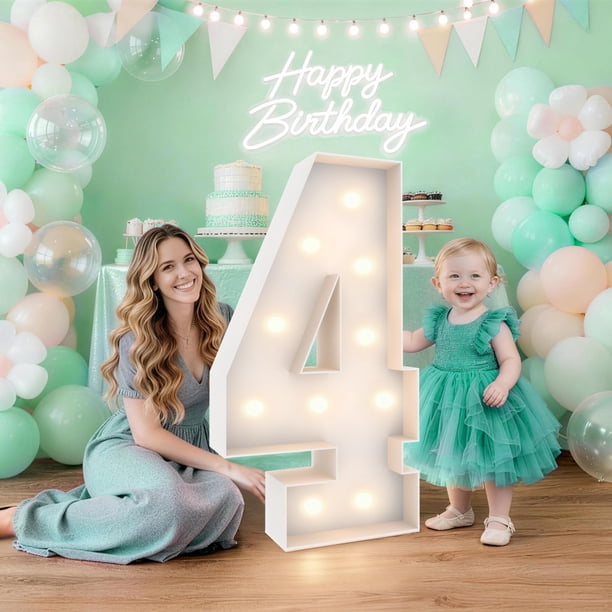 Marquee Light Up Numbers Teebloom de 3 pies con bolsa de agua pesada
