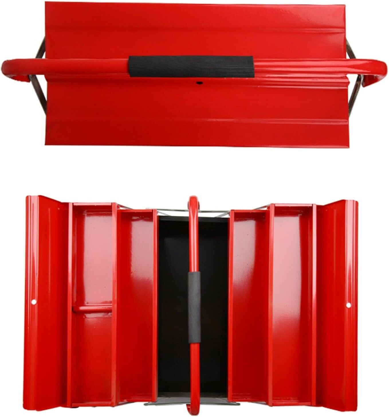 Large Metal Tool Box Heavy Duty Cantilever 3 Tier Portable Traditional Style Tool Case Organiser For Builders Handy Men