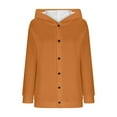 thumbnail image 4 of Cardigan Sweater for Women Long Sleeve Hooded Button Down Solid Knit Coat Orange 2XL, 4 of 5