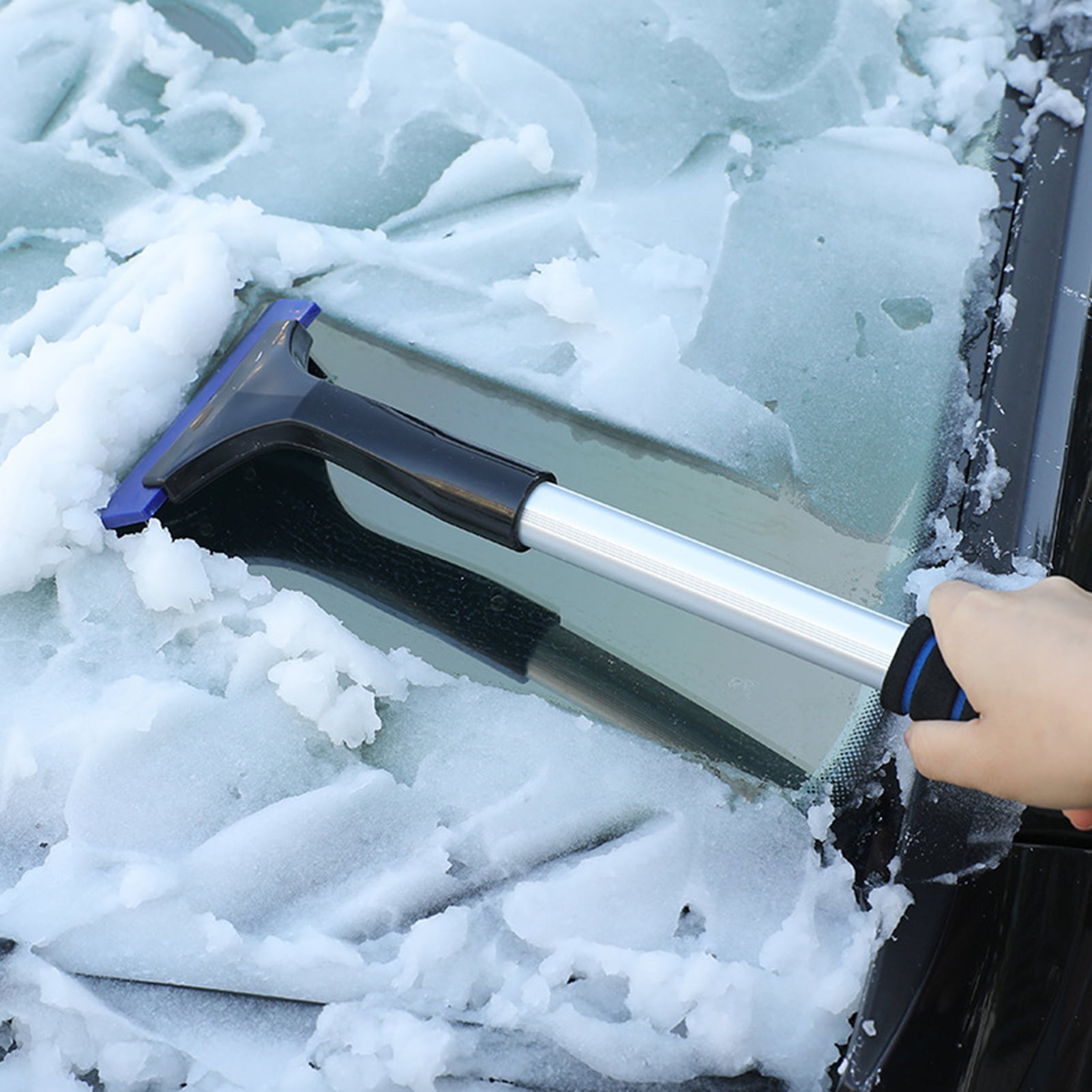 Heated Ice Scraper with Built-In Wide-Beam LED Light
