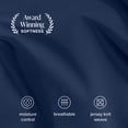 thumbnail image 4 of Bare Home Organic Jersey Sheet Set - 100% Organic Cotton - Deep Pocket - 4 Piece - Full, Dark Blue, 4 of 10