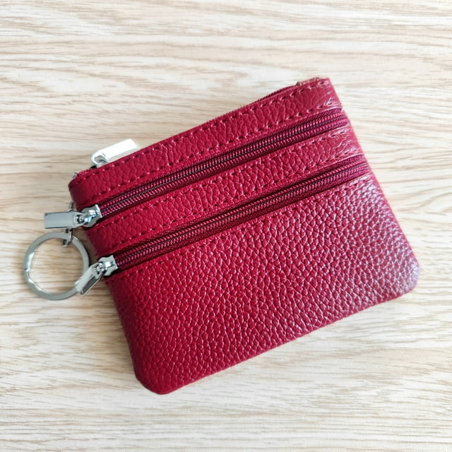 Monedero de piel auténtica, bolso multifuncional para llaves, tarjetero, bolso de mano corto, bolso para llaves, cartera pequeña para mujer