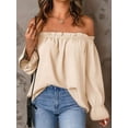 thumbnail image 3 of Women'S Off Shoulder Top Ruffle Long Sleeve Chiffon Blouse Casual Loose Shirts  XL, 3 of 5