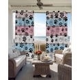 thumbnail image 4 of Pink Blue Paw Print Blackout Curtains 54 Inches Long for Bedroom, Vintage Farmhouse Wooden Grain Thermal Insulated Room Darkening Black Out Window Curtain Panels Grommet Drapes for Living Room, 4 of 8