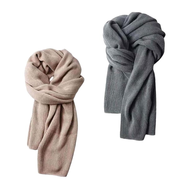 2 bufandas de invierno para mujer y hombre, para acampar al aire libre, otoño, cálidas, chales Caqui gris oscuro