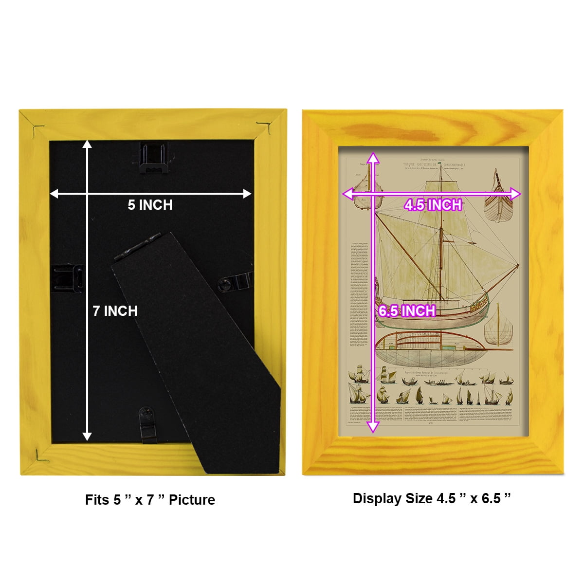 Antique Ship Plan I -Framed Print w/glass-Sunflower Yellow