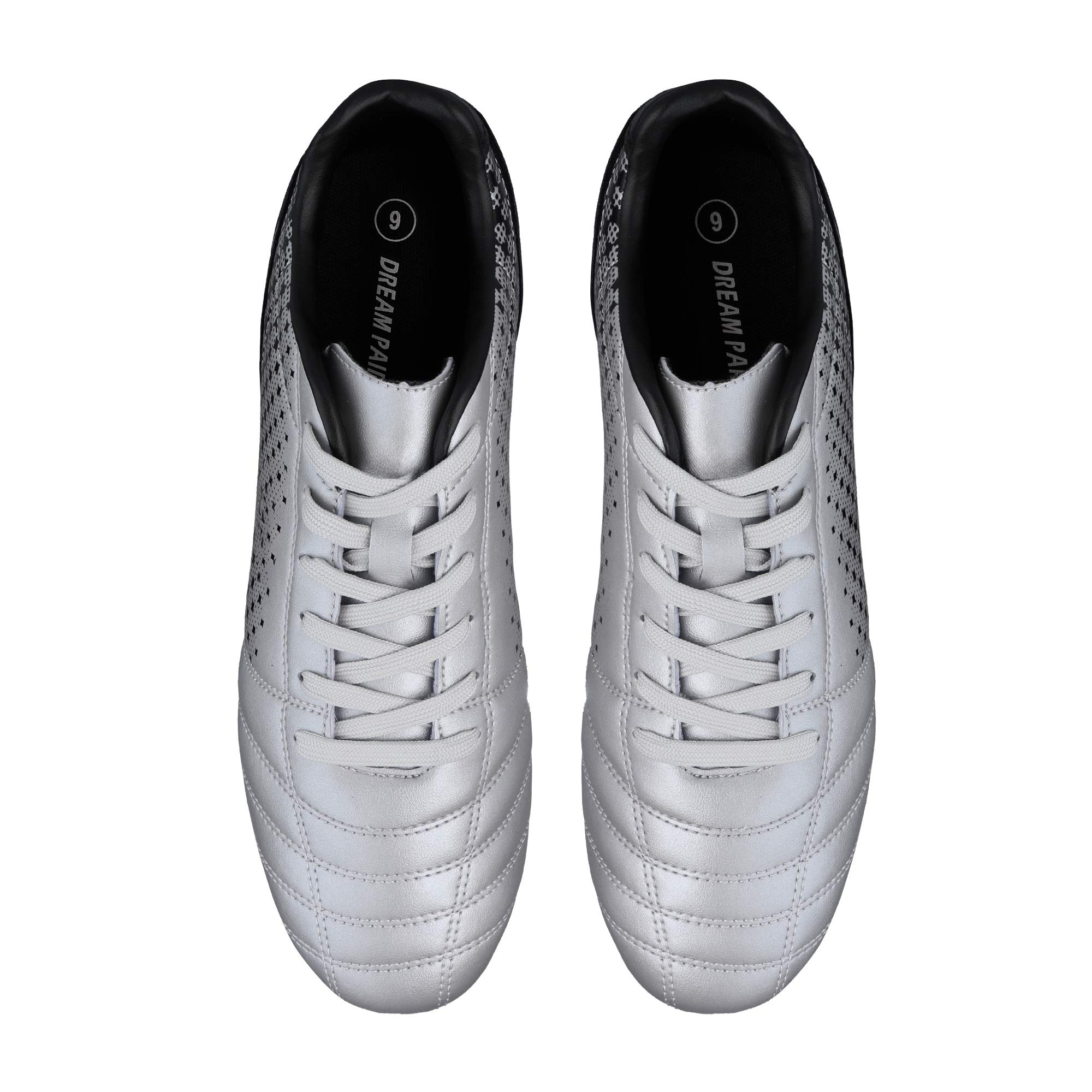 Dream Pairs Men's Soccer Cleats Firm Ground Silver/Black photo 5