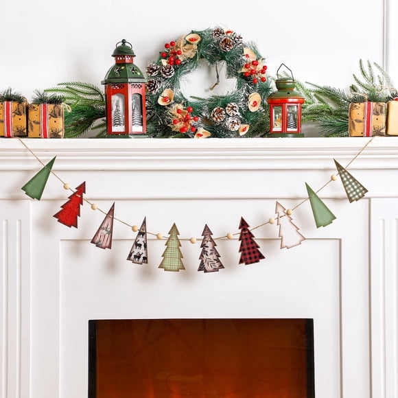 Cartel de madera Garland Cinnvoice para árbol de Navidad, 2,5 m, rojo y verde