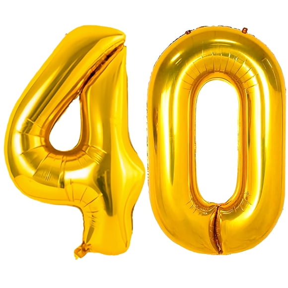 Globo número CZBZYMYYY 40 dorado, 100 cm, lámina de mylar con helio