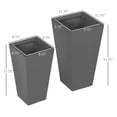 thumbnail image 3 of Outdoor Planters 2-Pack, 22in & 18in Flower Pots, Stackable Plant Pots with Drainage, Durable MgO, for Porch Patio Yard Garden, Gray, 3 of 9