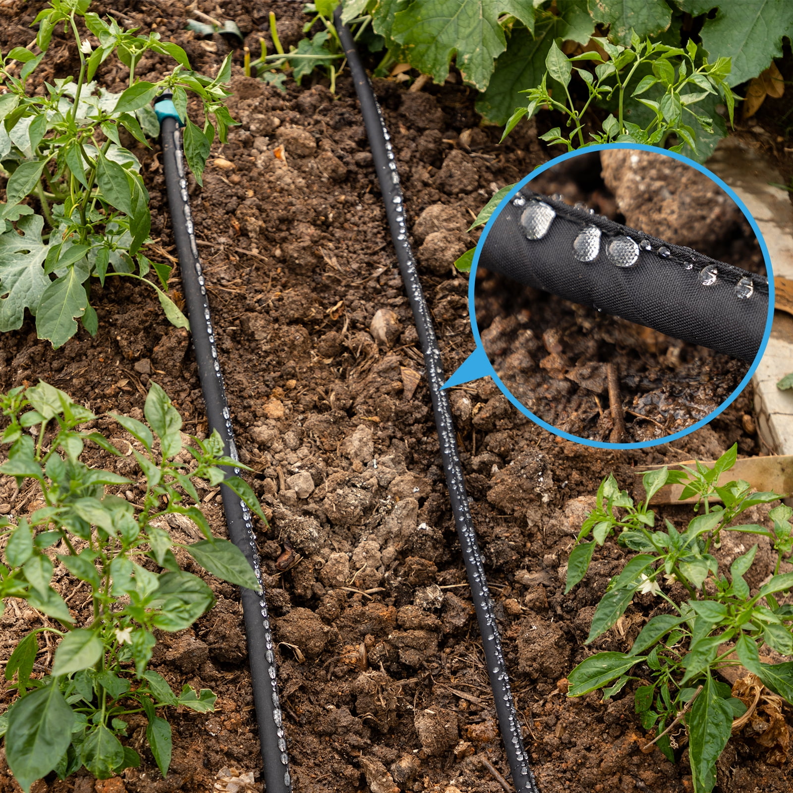 Soaker Hose 50 ft x 1/2 inch Save Water Heavy Duty Sprinkler Drip Hose for Garden Flower Bed Seedling