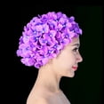 thumbnail image 3 of FloreceBien Gorro de baño de Flores 3D Elegante Gorro de baño Hecho a Mano con pétalos de Flores para Mujer Gorro de natación Retro Gorro de natación de Pelo Largo y Corto para Parques acuáticos, 3 of 8