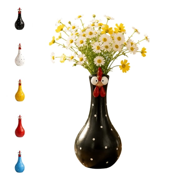 Whimsical Chicken Flower Vase, Cute Chicken Vase, Farmhouse Home Decor, Cute Decorative Vase for Kitchen Table, Shelf, Living Room & Country Style Gifts