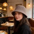 thumbnail image 2 of AJGRHE Women Cloche Bucket Hat Vintage Wool Felt Hat Winter Warm Bowler Cap Ladies Fedora Fall Bell Round Cap Khaki One Size, 2 of 4
