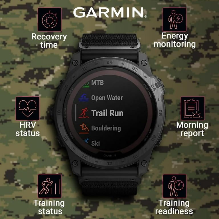 Garmin Tactix 7 Pro Ballistics Edition Solar-powered Tactical GPS  Smartwatch, 1.4 in. with Applied Ballistics and Nylon Band with Wearable4U  Black EarBuds Bundle 
