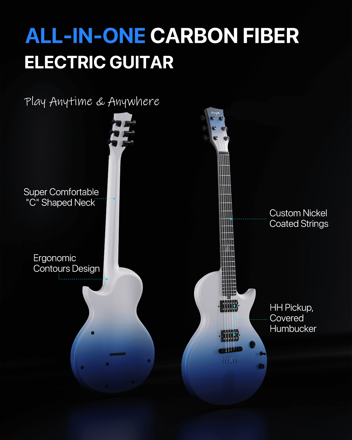 Enya Music, Enya Nova Go Sonic Electric Guitar, Smart Audio