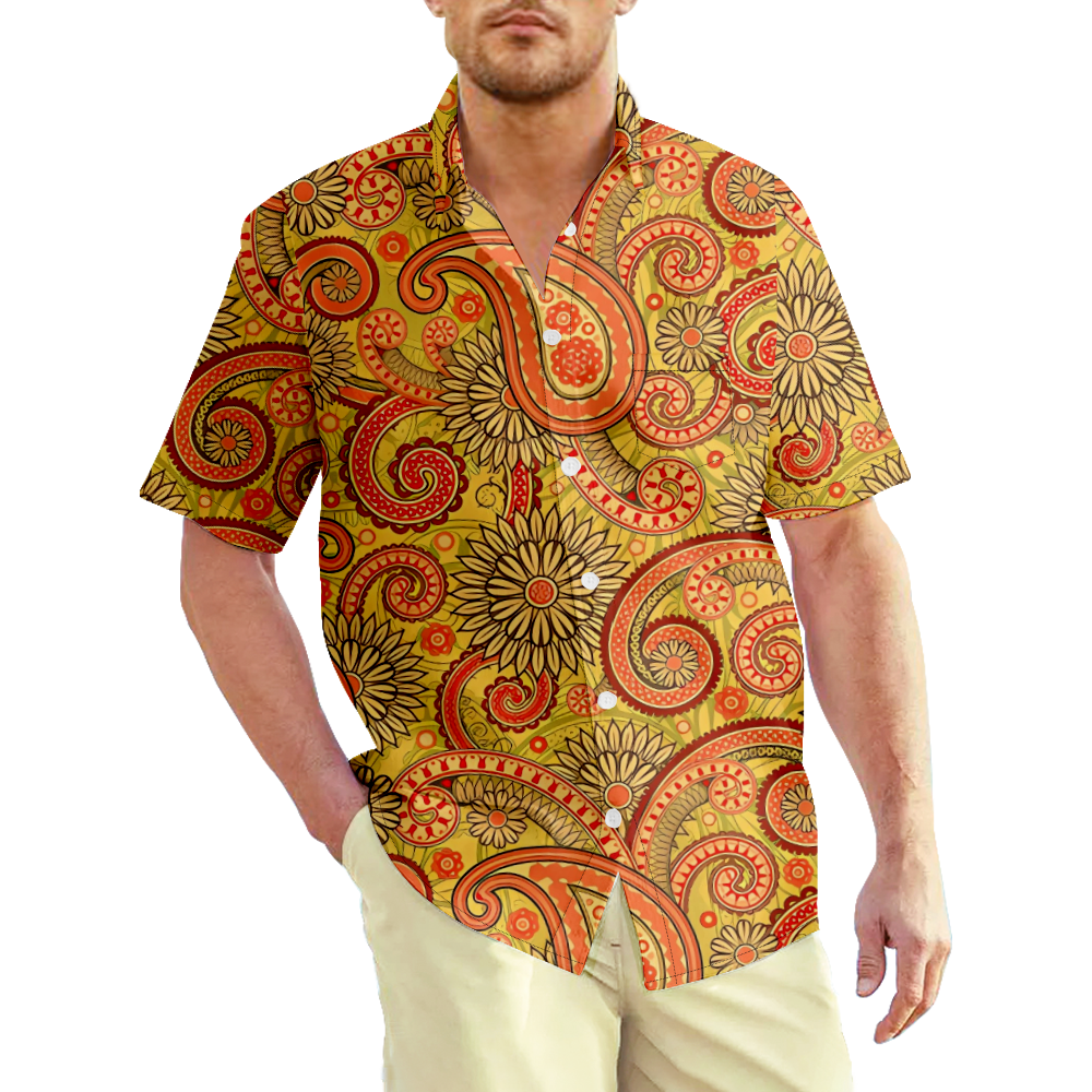 Hawaiian Print Shirts for Men,Paisley Tribal Print Fashion Designer ...