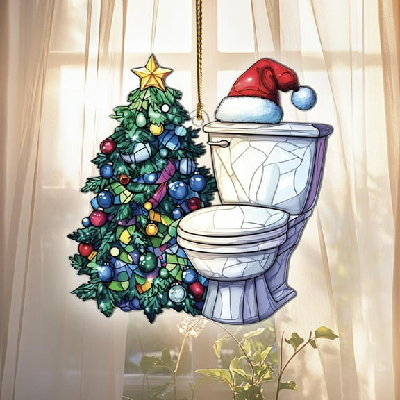 2025 Toilet Acrylic Suncatcher Window Hanging, Funny 2025 Toilet Christmas Ornaments, 2025 Toilet Decor, 2025 Toilet Gifts For Women Men