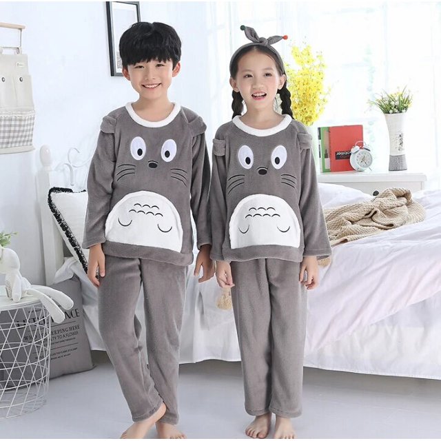 Pijamas de lana para niños, ropa de dormir de franela cálida, ropa de estar por casa de lana de Coral, Conjunto de pijama de invierno, caliente