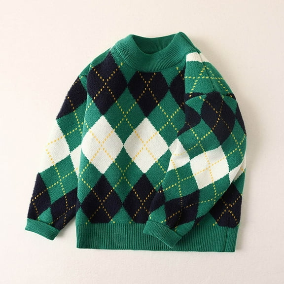 Bnwani Sweaters for Girl New Winter Knitted Cotton Crew Neck Warm Sweater Green