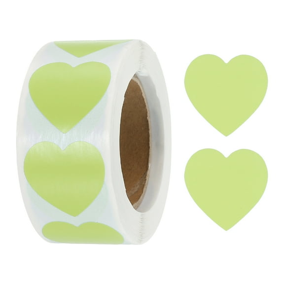Uxcell Heart Shaped Sticker 1 Inch Self Adhesive Love Label for Valentine Day, Light Green 500 Pcs
