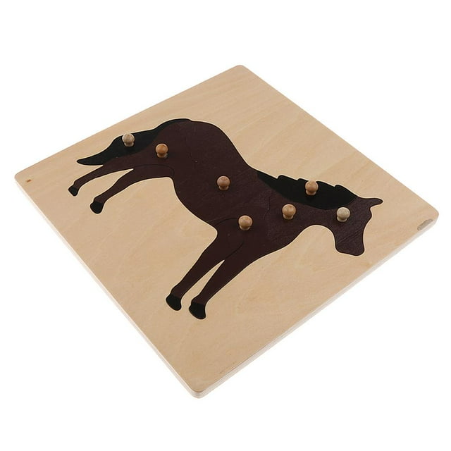 Animal / Planta de Peg Jigsaw Puzzle Kids Early Learning Toy Playset Caballo